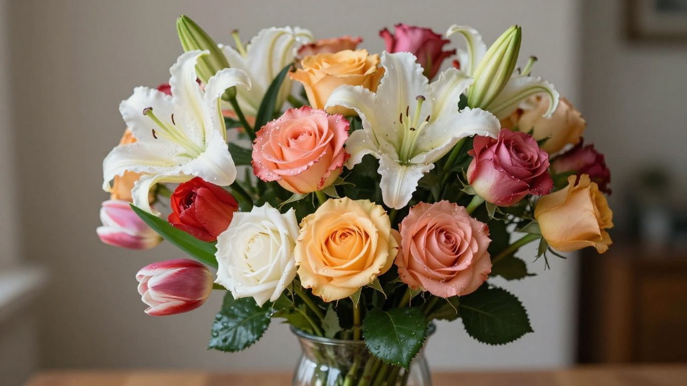 Beautiful fresh flower bouquet in a vase.