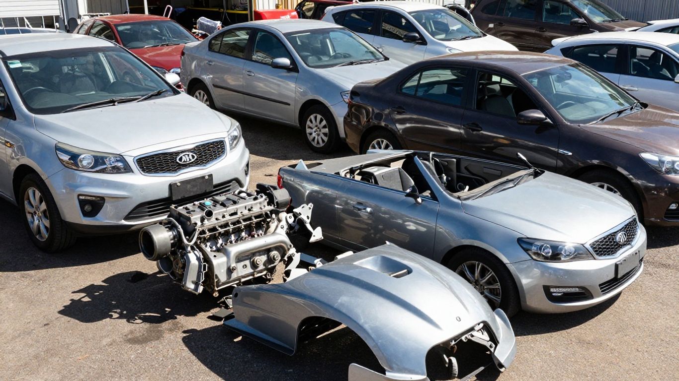 Kia car parts at a Blacktown wrecking yard.