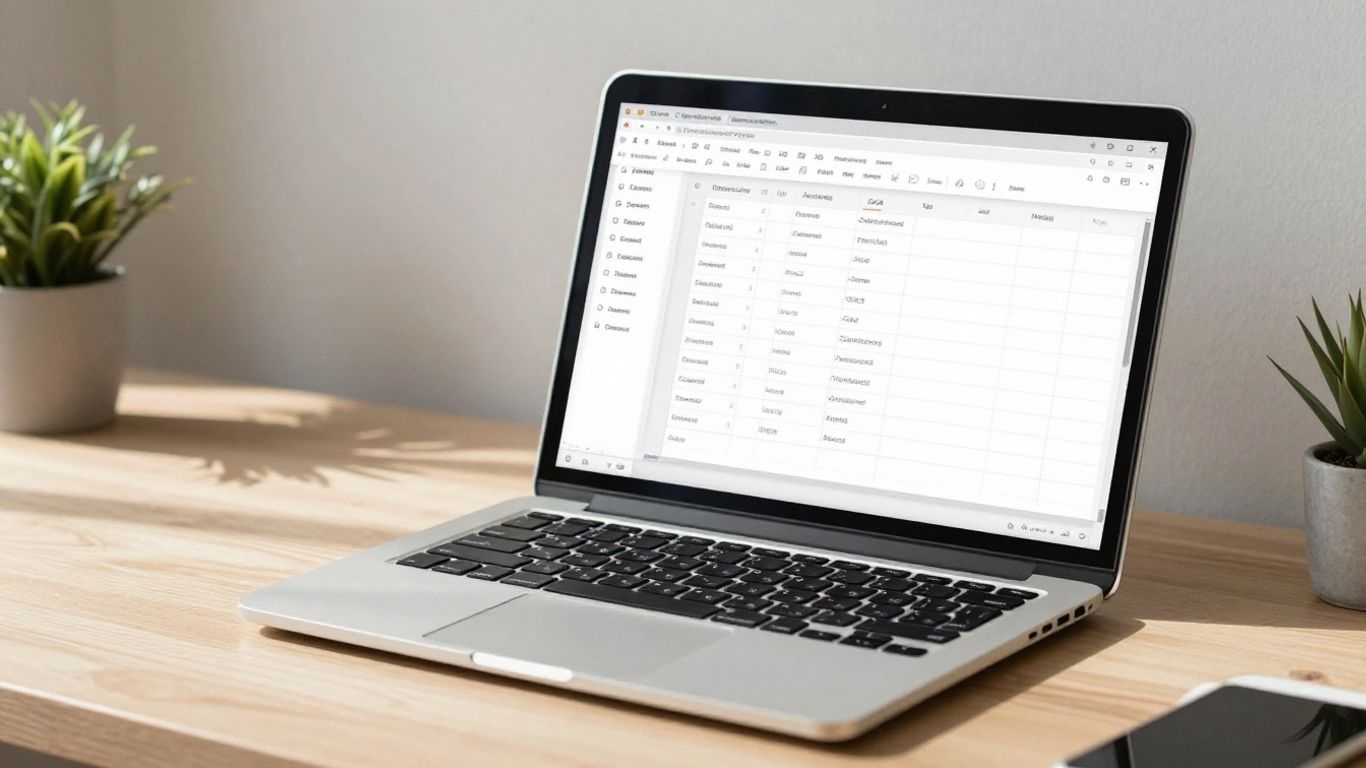 Excel sheet converting to PDF document on laptop.