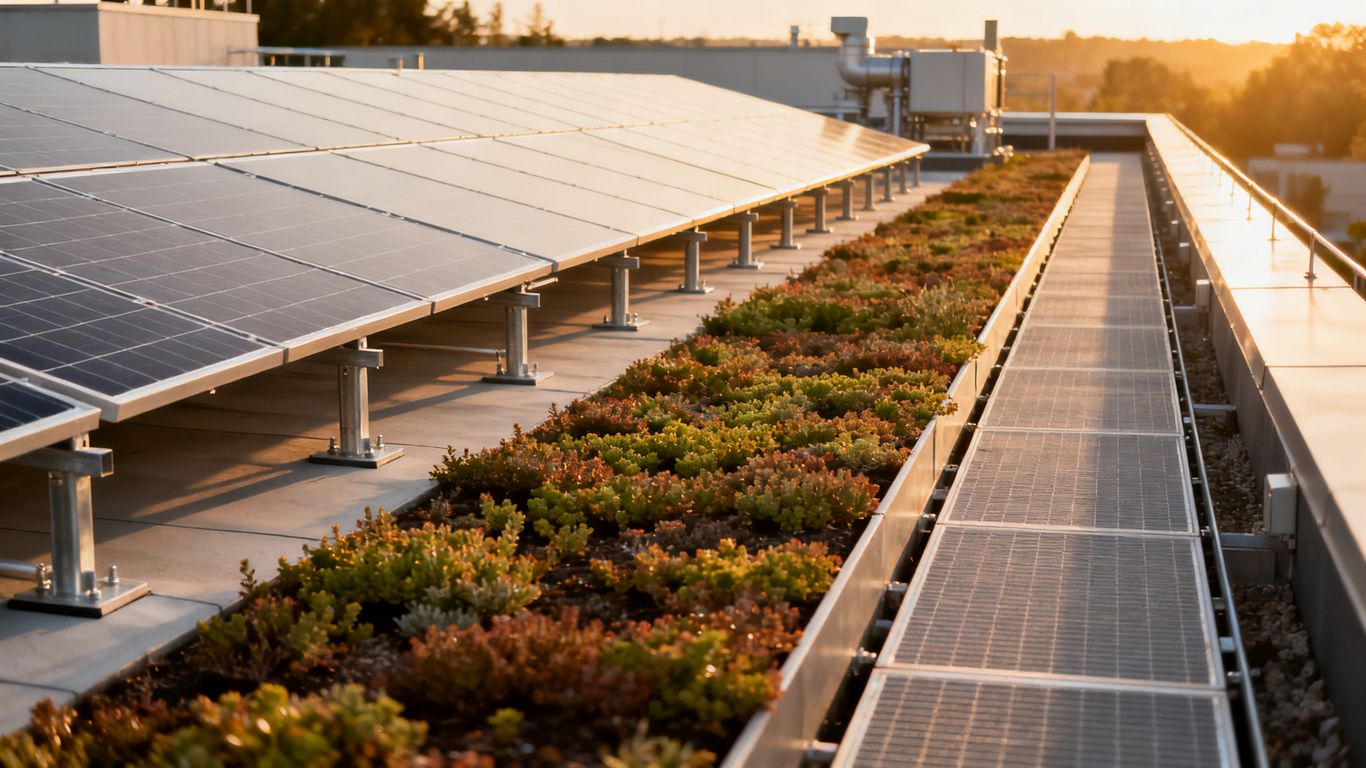 Panneaux photovoltaïques sur toiture plate