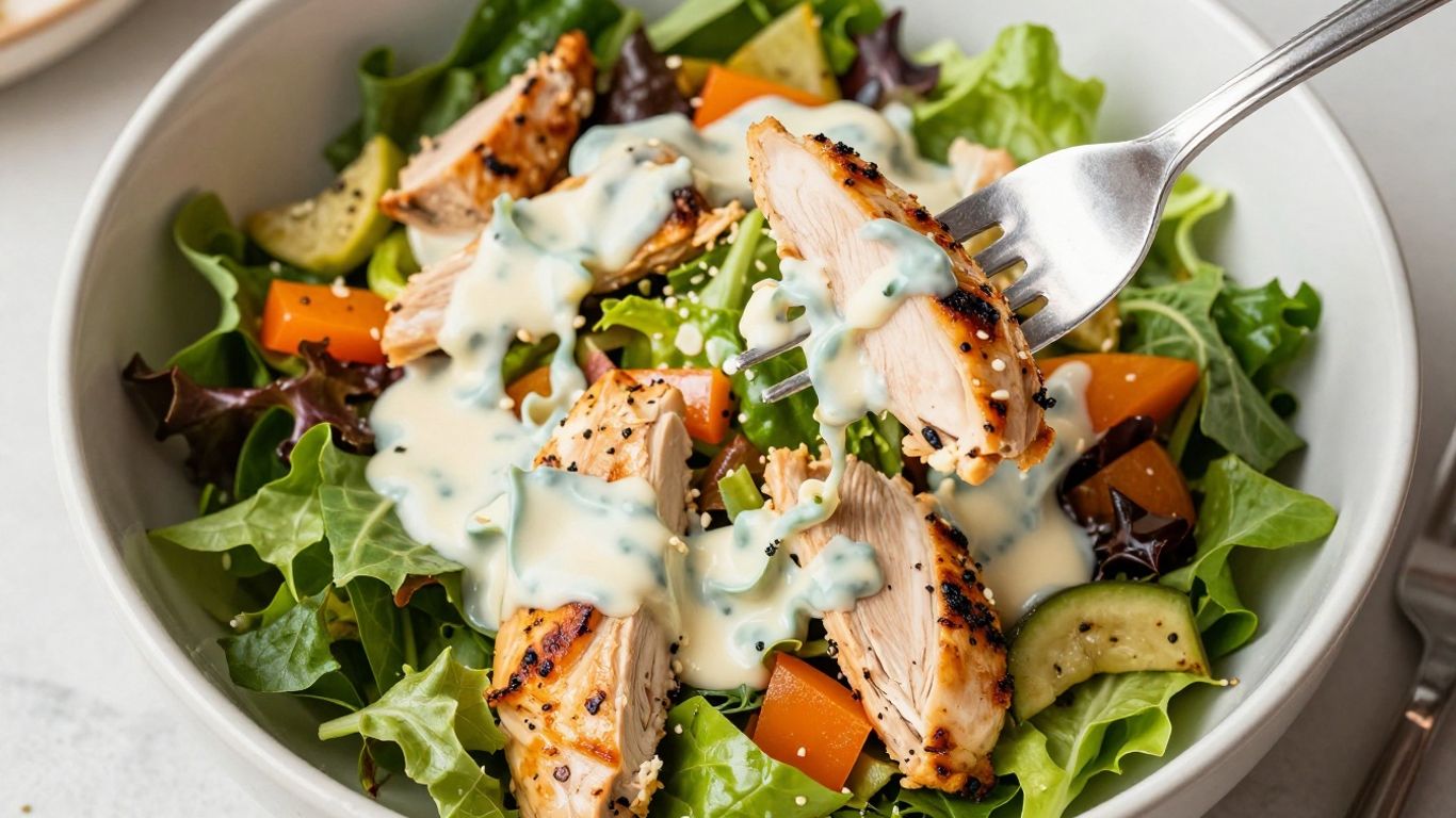 Hearty big salad bowl with fresh ingredients for family dinner.