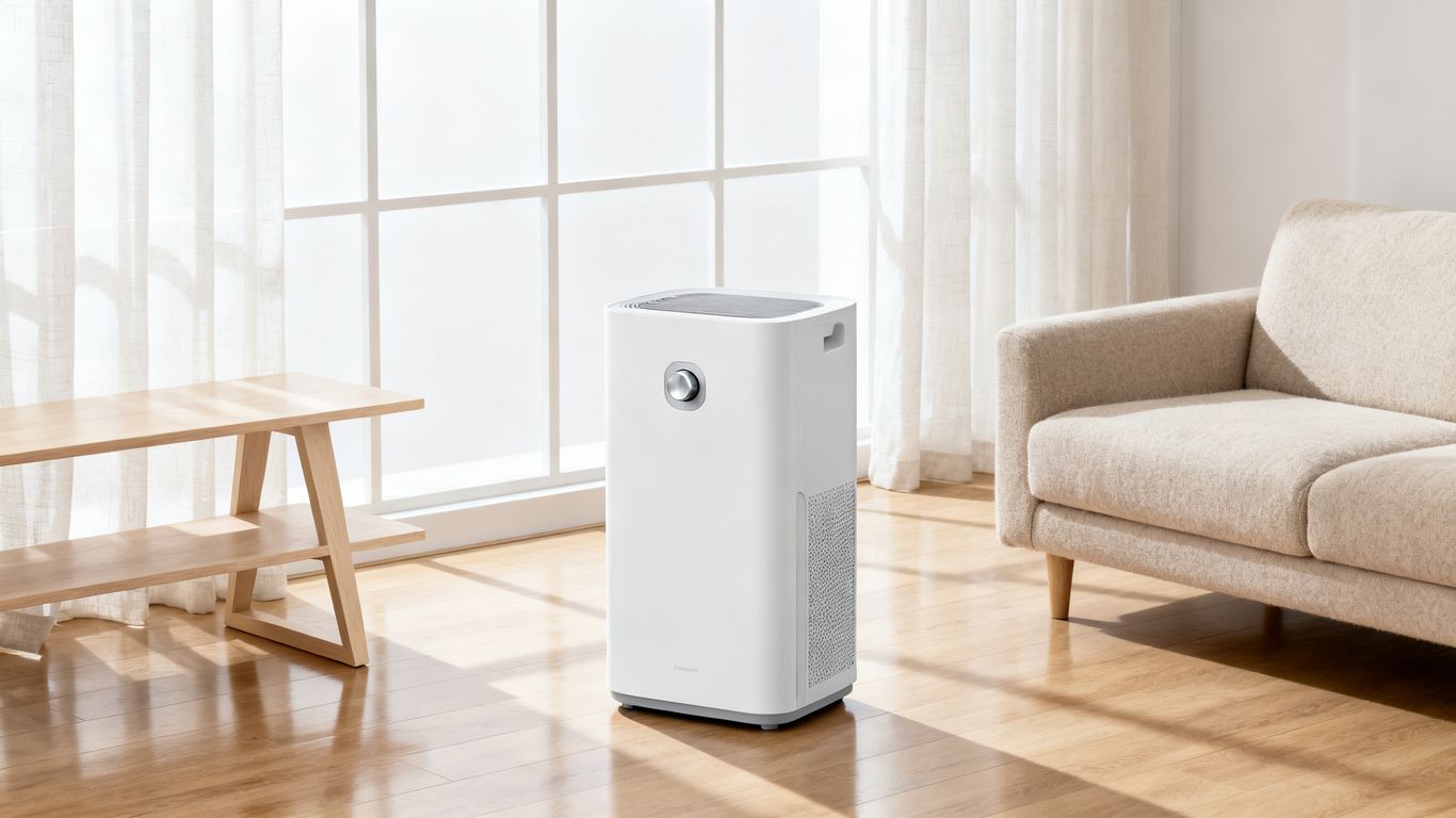 Modern dehumidifier and purifier in a bright room