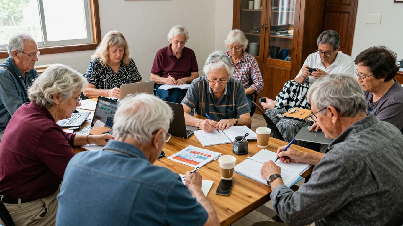 Older adults working and enjoying leisure activities in retirement.