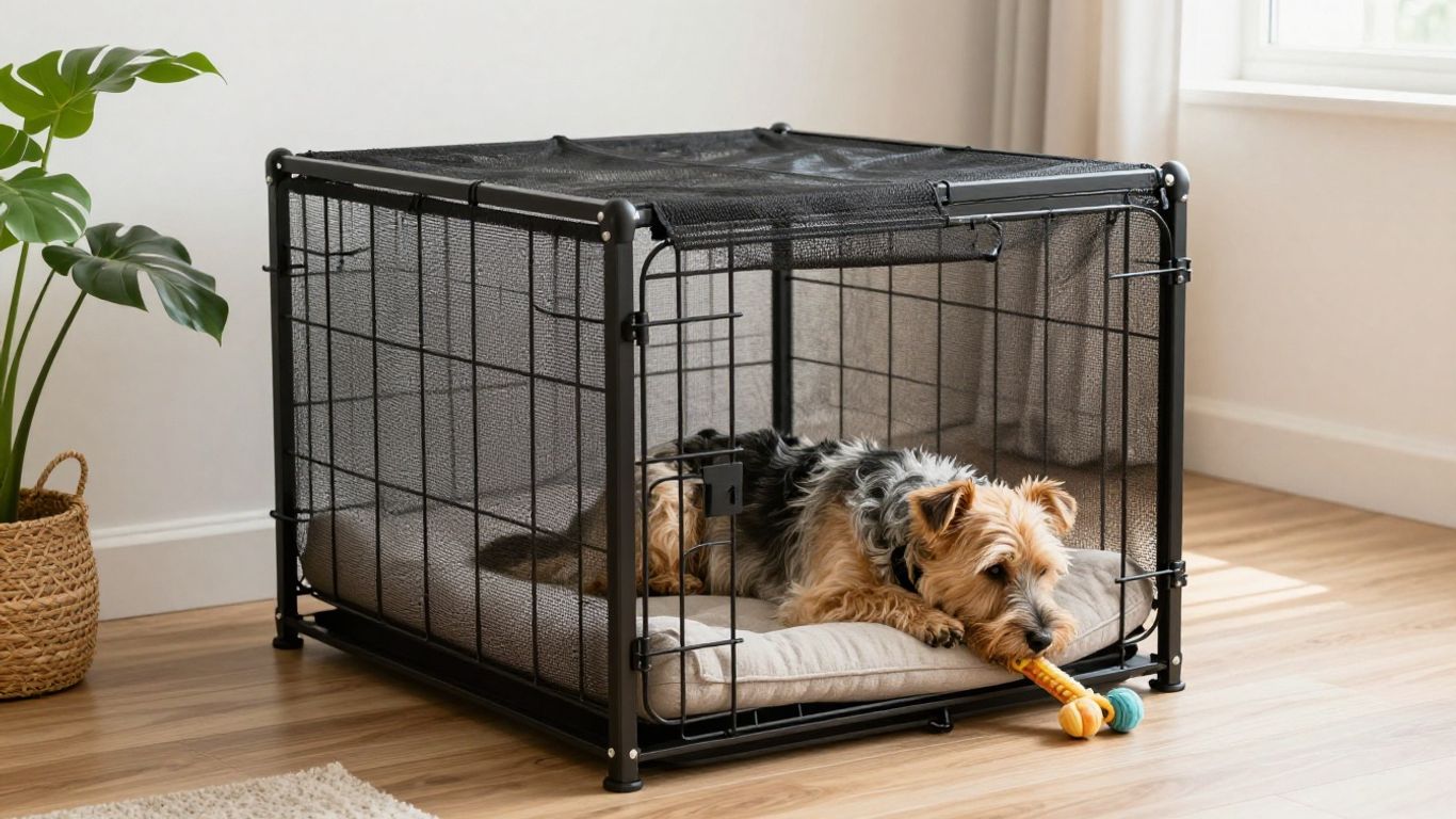 Cozy dog crate in a welcoming home