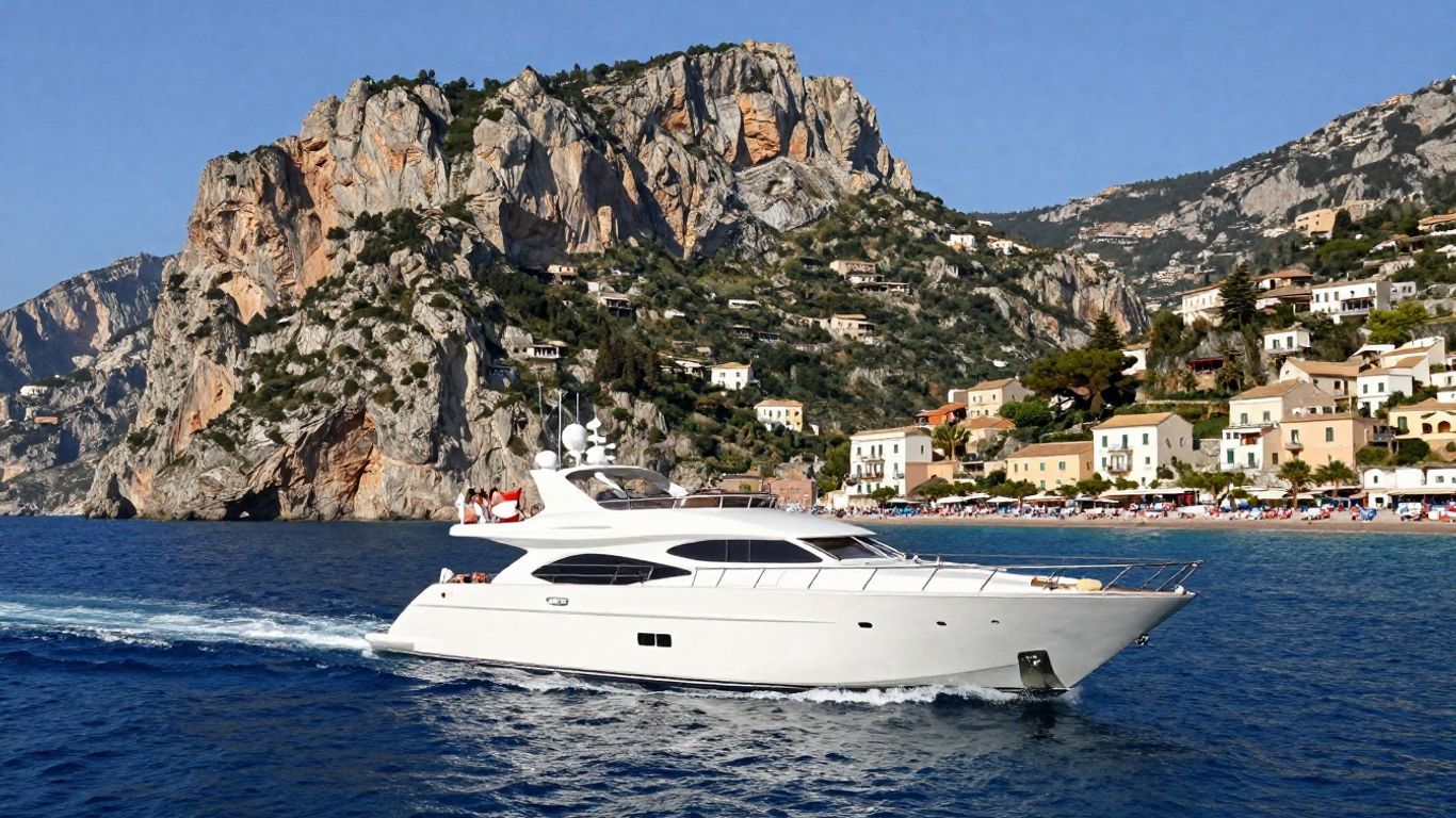 Luxury yacht sailing near the Sicilian coast.