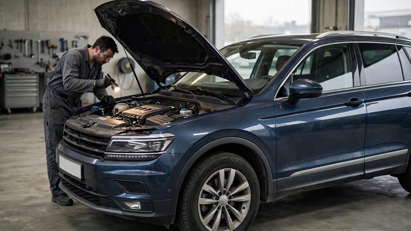 Gebrauchter Tiguan bei sorgfältiger Motorprüfung