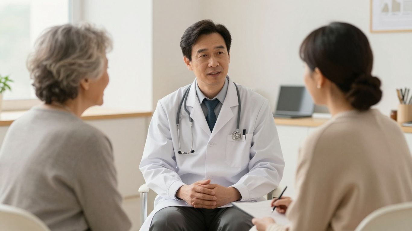 Médico examinando paciente idoso