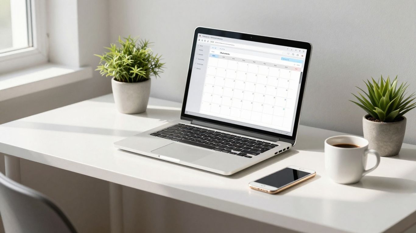 Zoho Bookings calendar interface on a laptop.