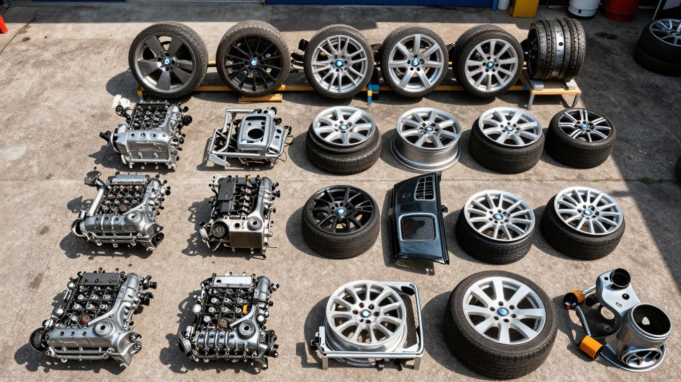 BMW car parts at a wrecking yard