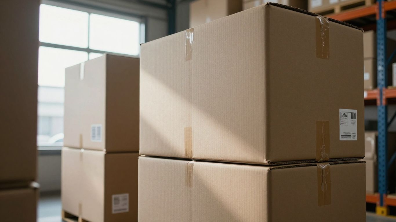 Cajas de carga en almacén internacional