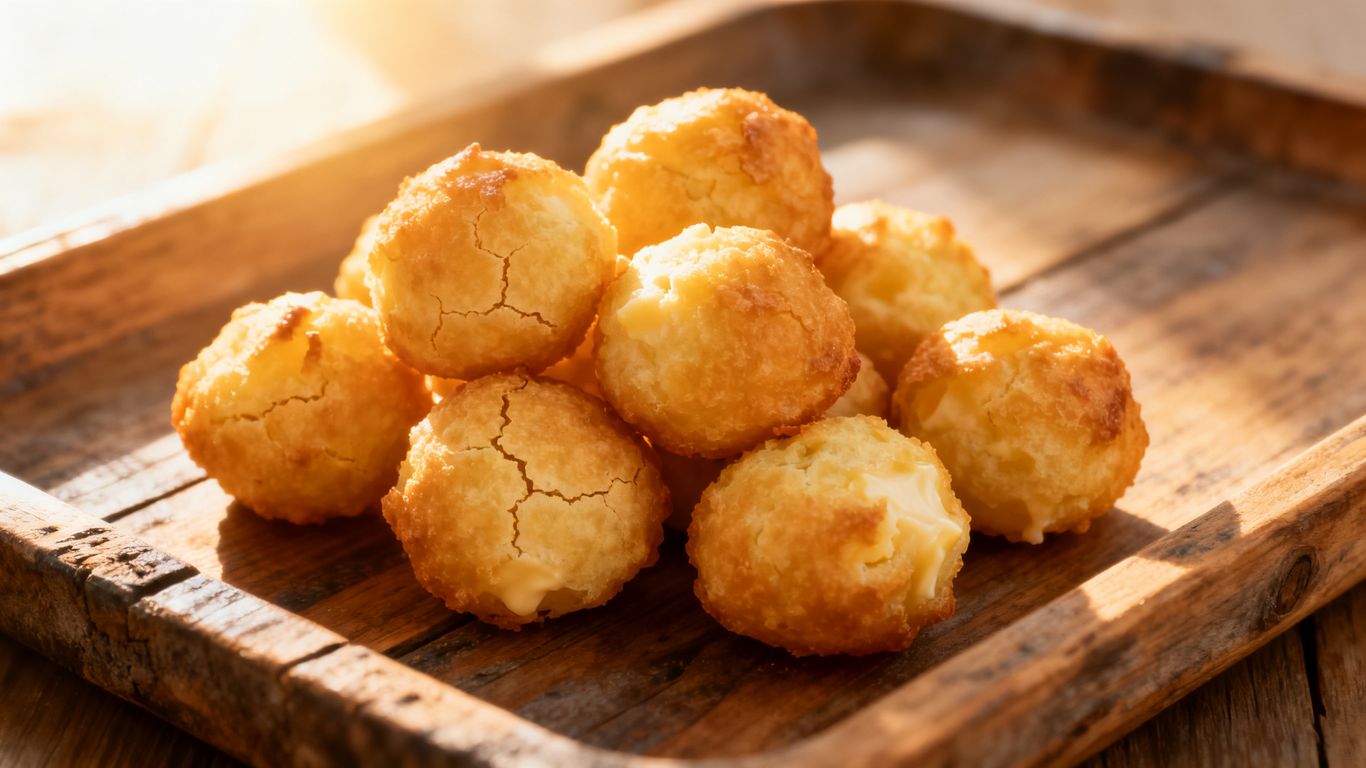 Freshly fried golden brown snacks