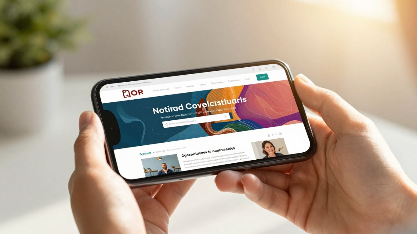 Hand holding smartphone with affiliate website