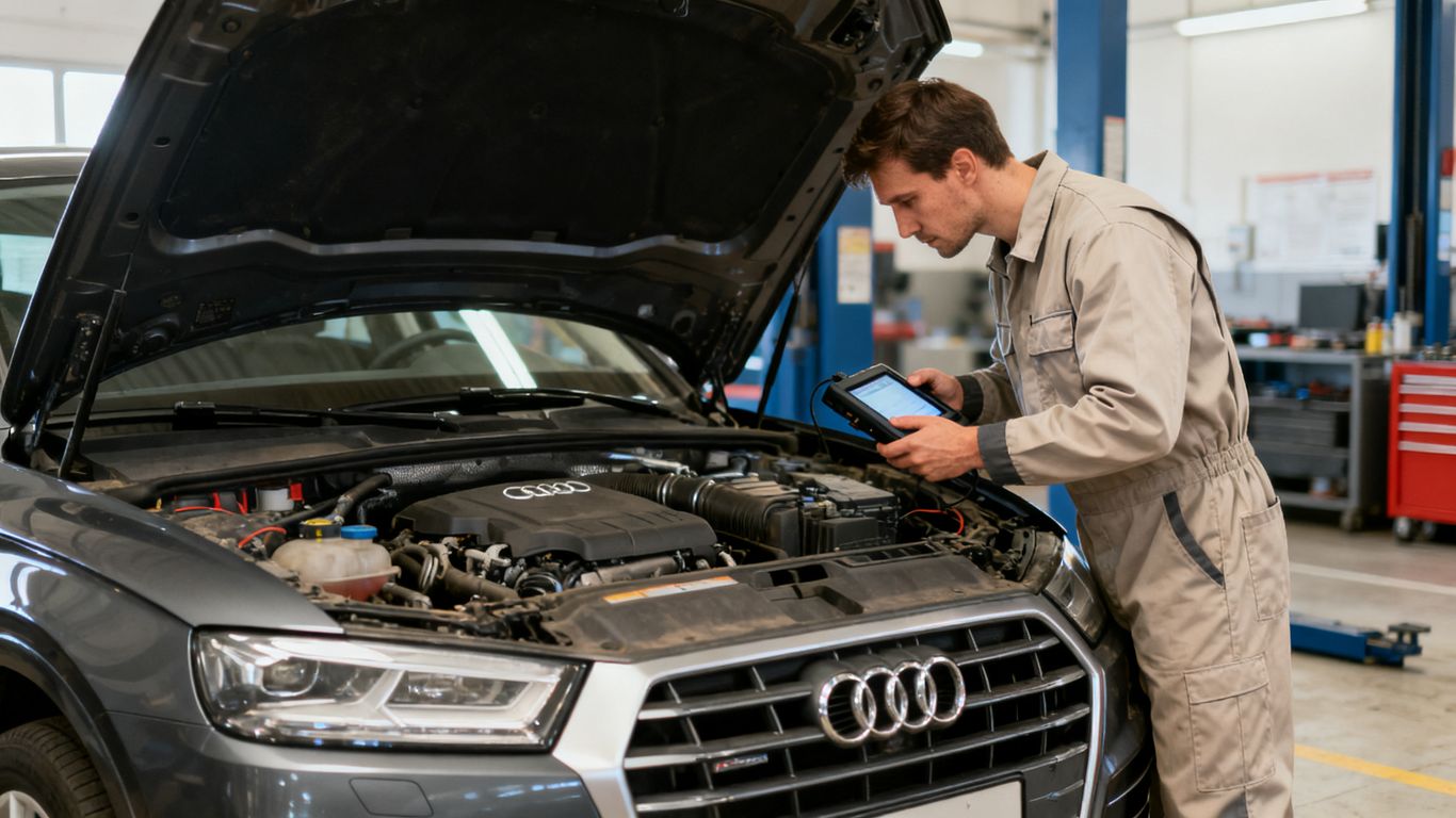 Gebrauchter Audi Q5 bei einer sachlichen Fahrzeugprüfung