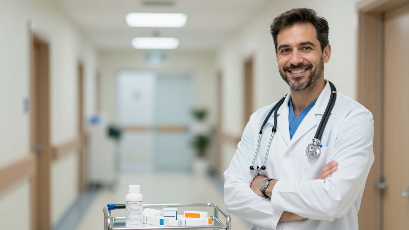 Certified medication technician in scrubs with stethoscope.