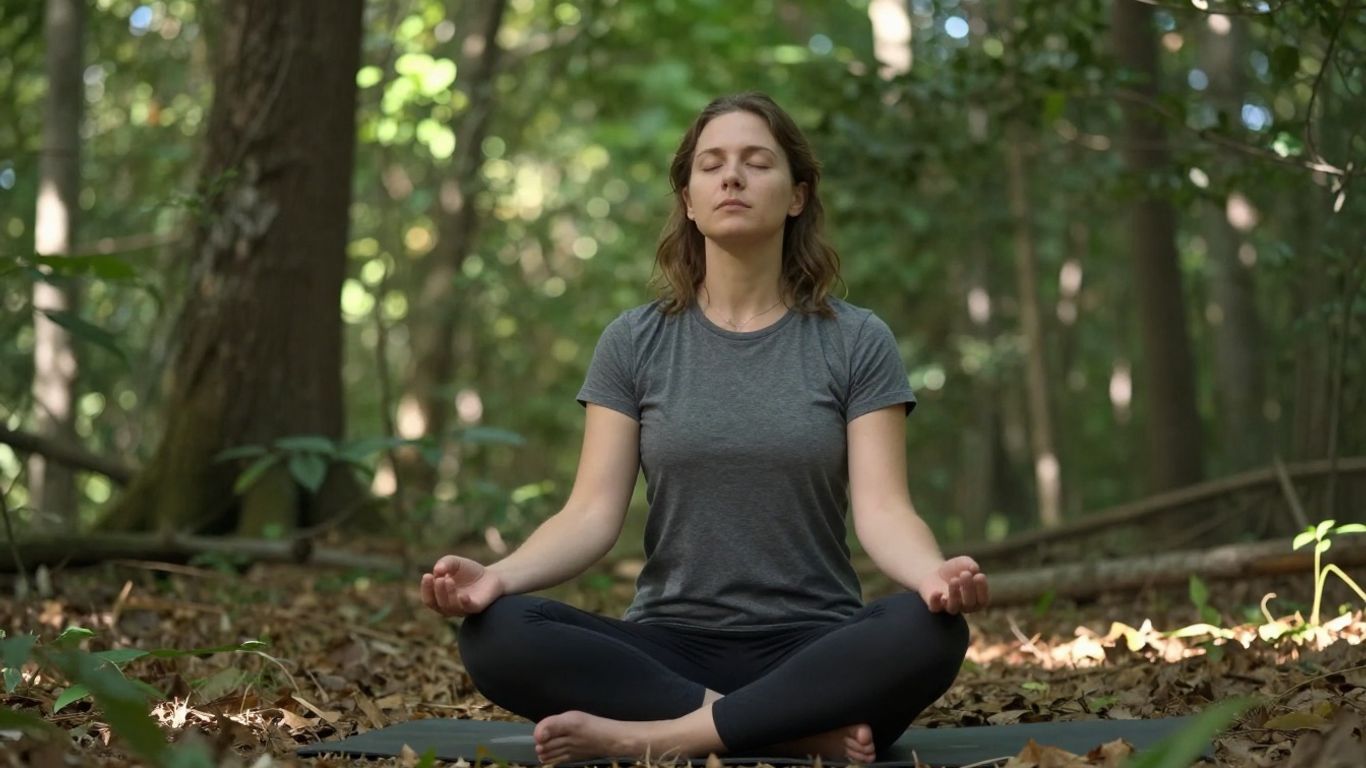 Meditator in peaceful setting