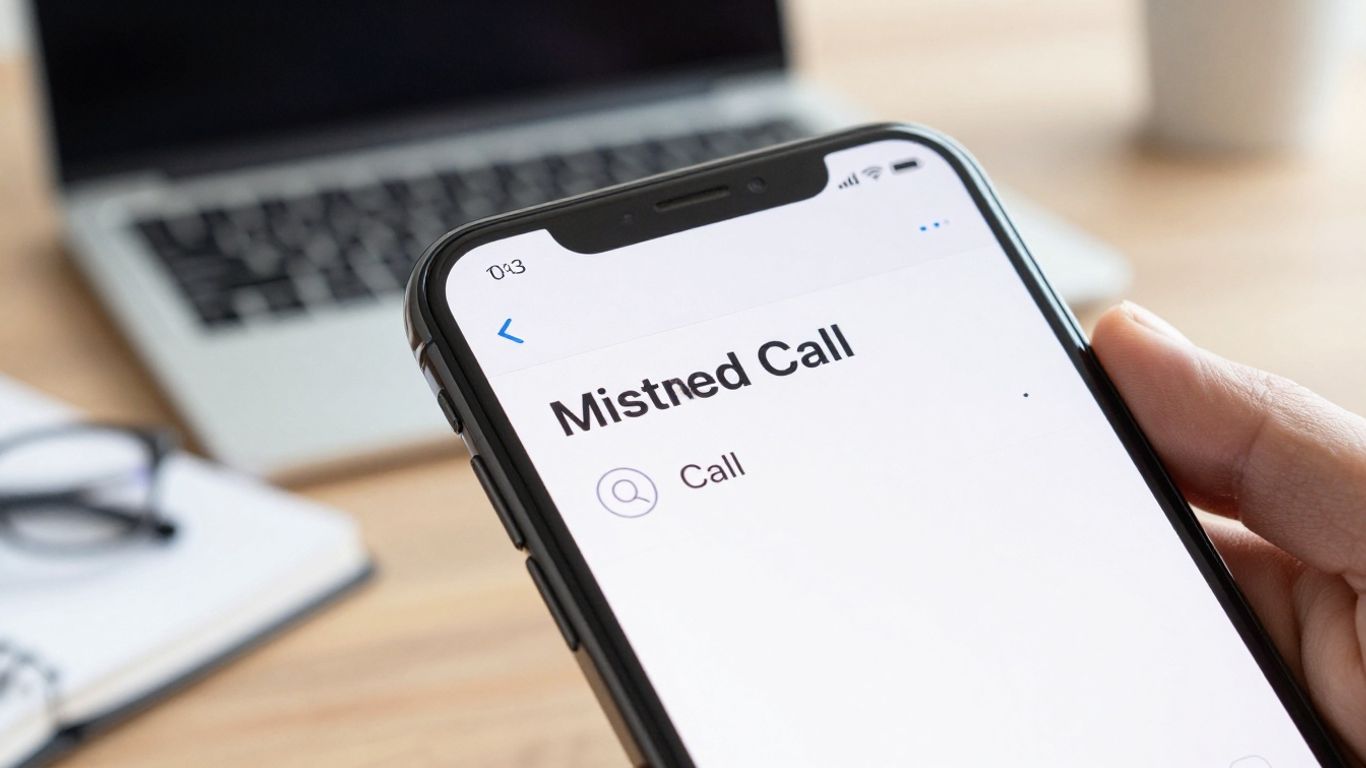 Smartphone showing a missed call notification.