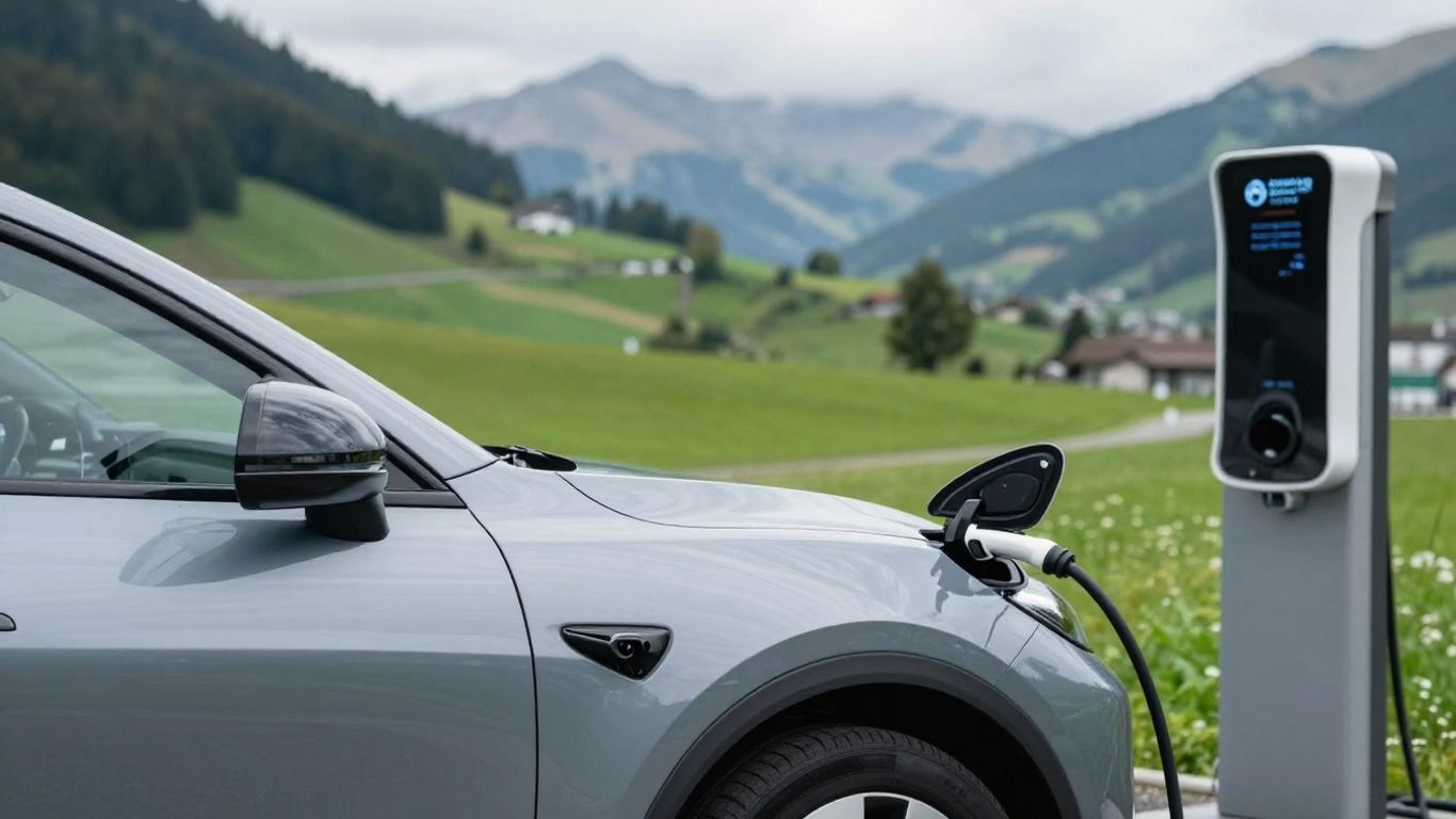 Elektroauto an Schweizer Ladestation