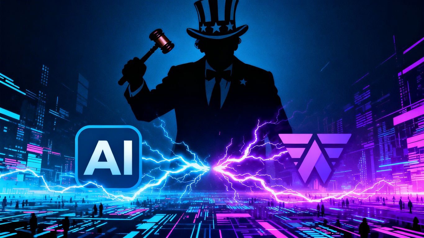 AI logos in conflict under US government oversight.