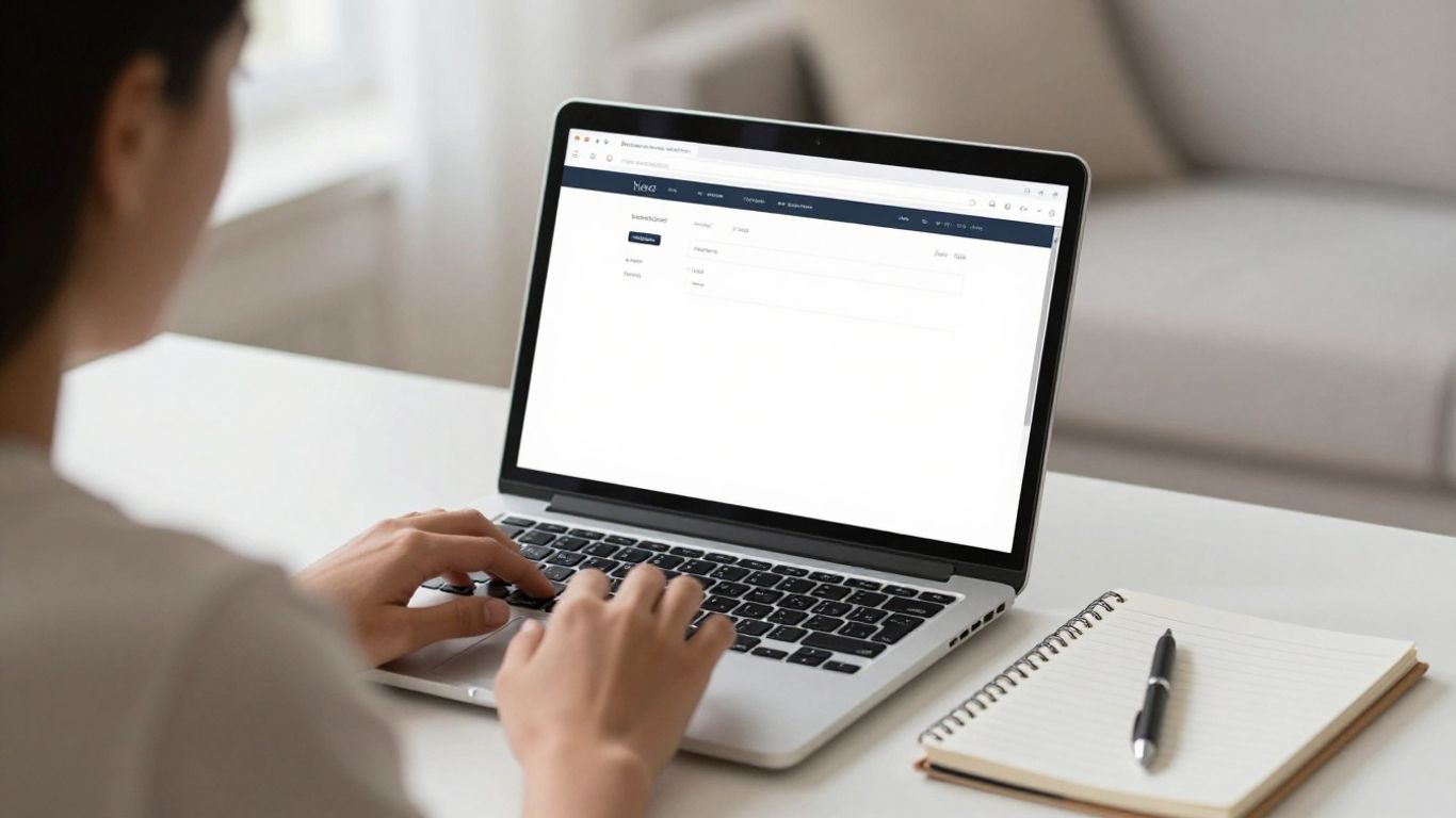 A beginner planning a simple WordPress site at a laptop