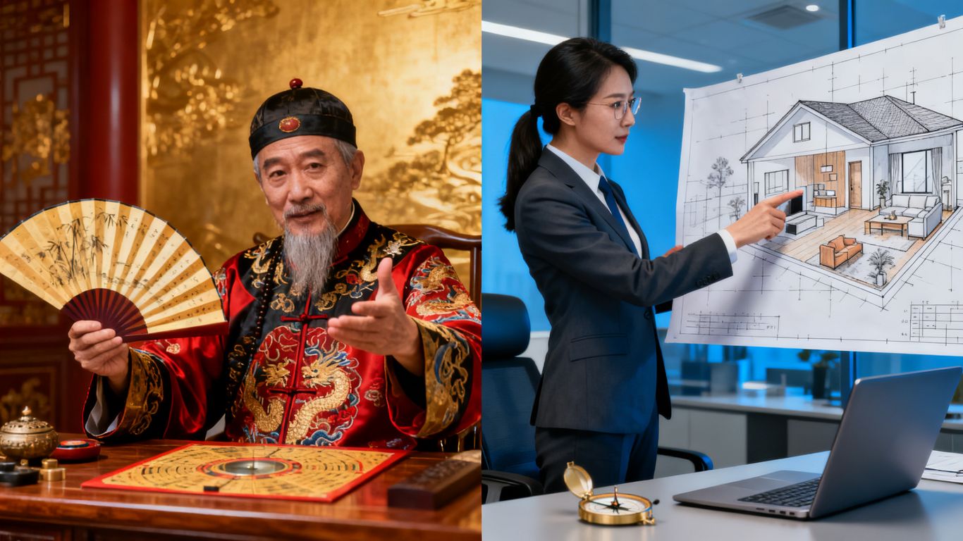 風水師傅與算命師傅的對比圖