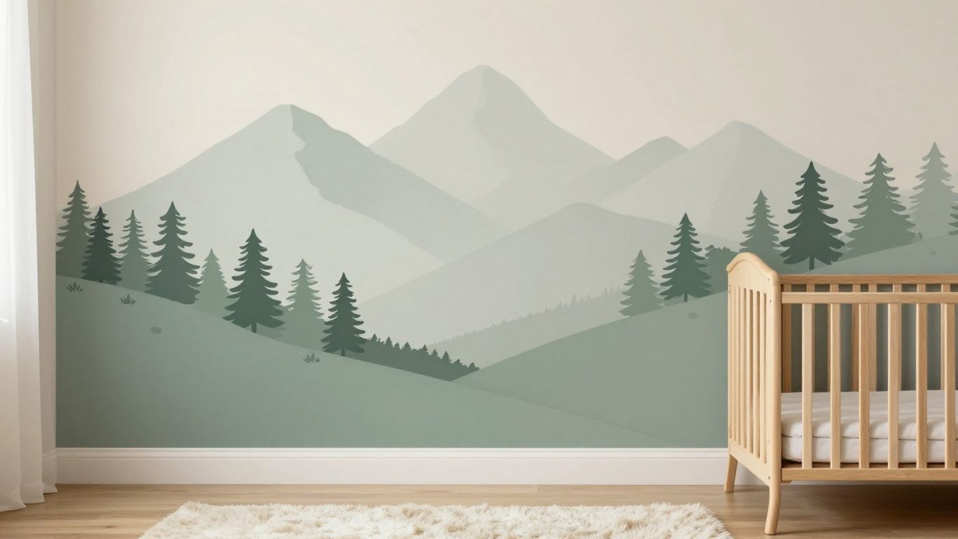 Paysage de montagne dans une chambre bébé