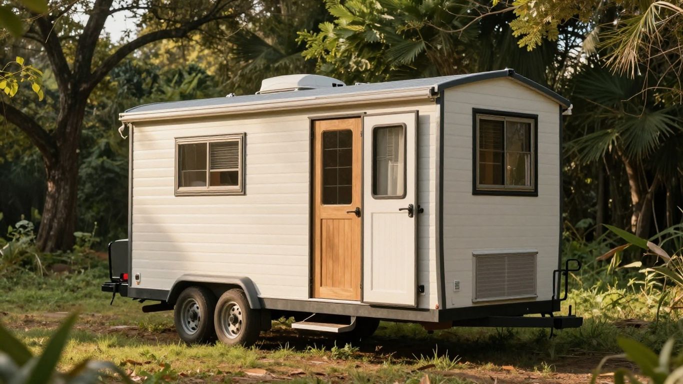 Tiny home on wheels in nature