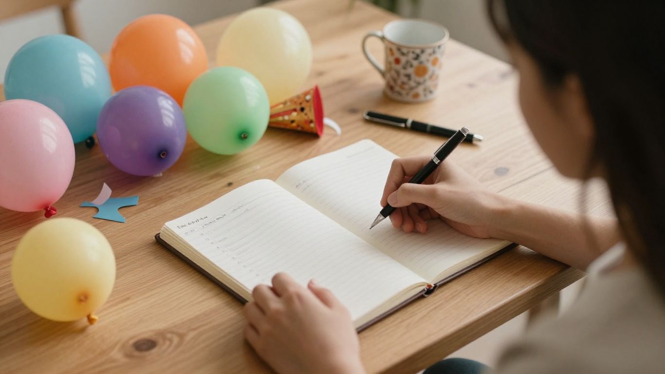 Relaxed host planning a stress-free event with decorations.