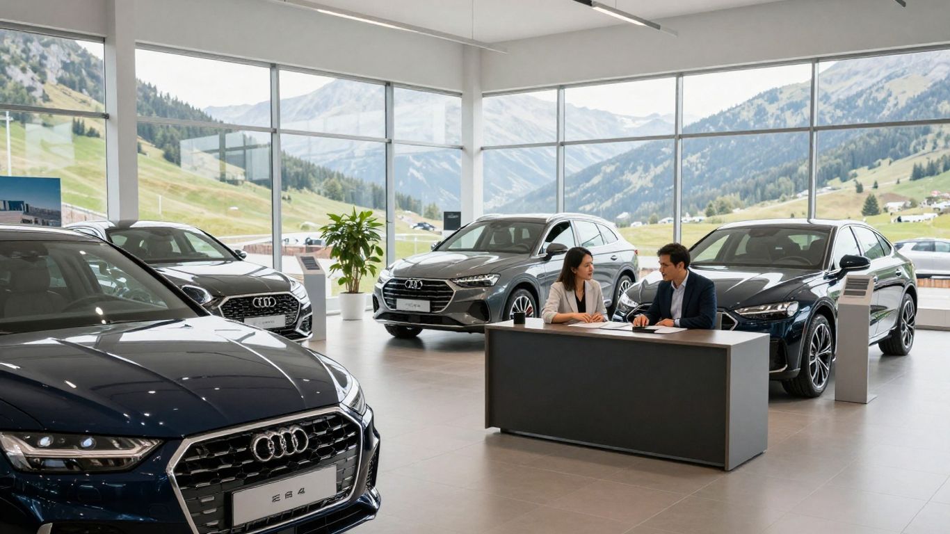 Schweizer Autohaus mit Fahrzeugen und Beratung