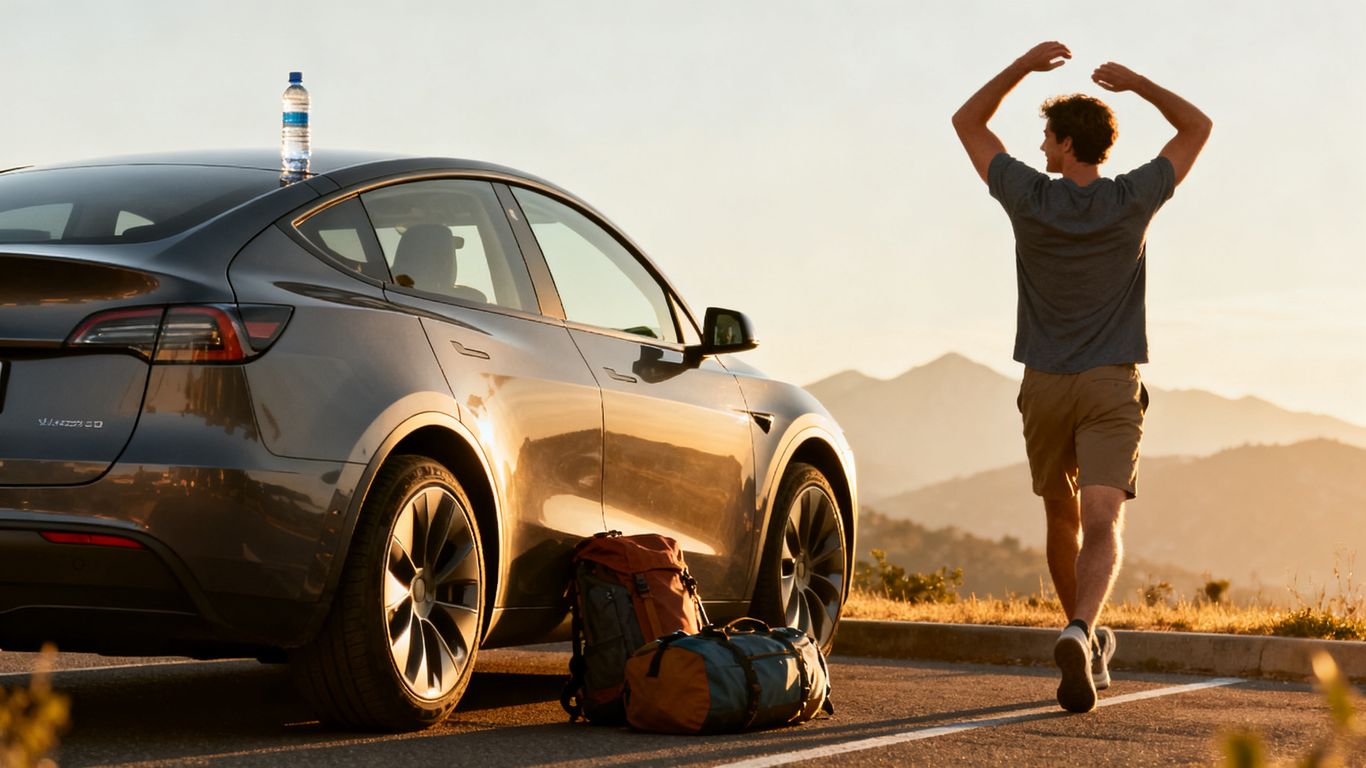 A Tesla Road-Trip Routine for Reducing Neck Stiffness at Rest Stops
