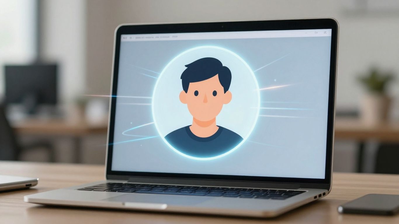 LinkedIn profile with glowing aura and light streaks.