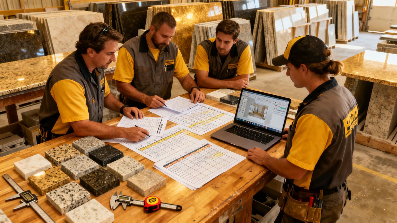 Countertop team reviewing seasonal demand data