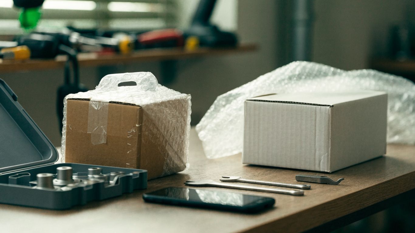 Parts order and delivery details on a desk