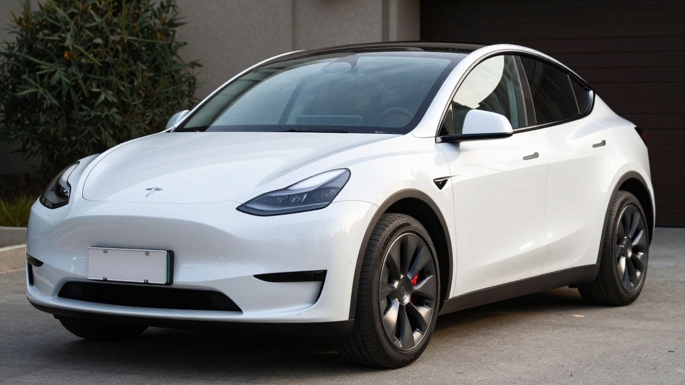 Photographic Tesla parked with tasteful protective exterior upgrades