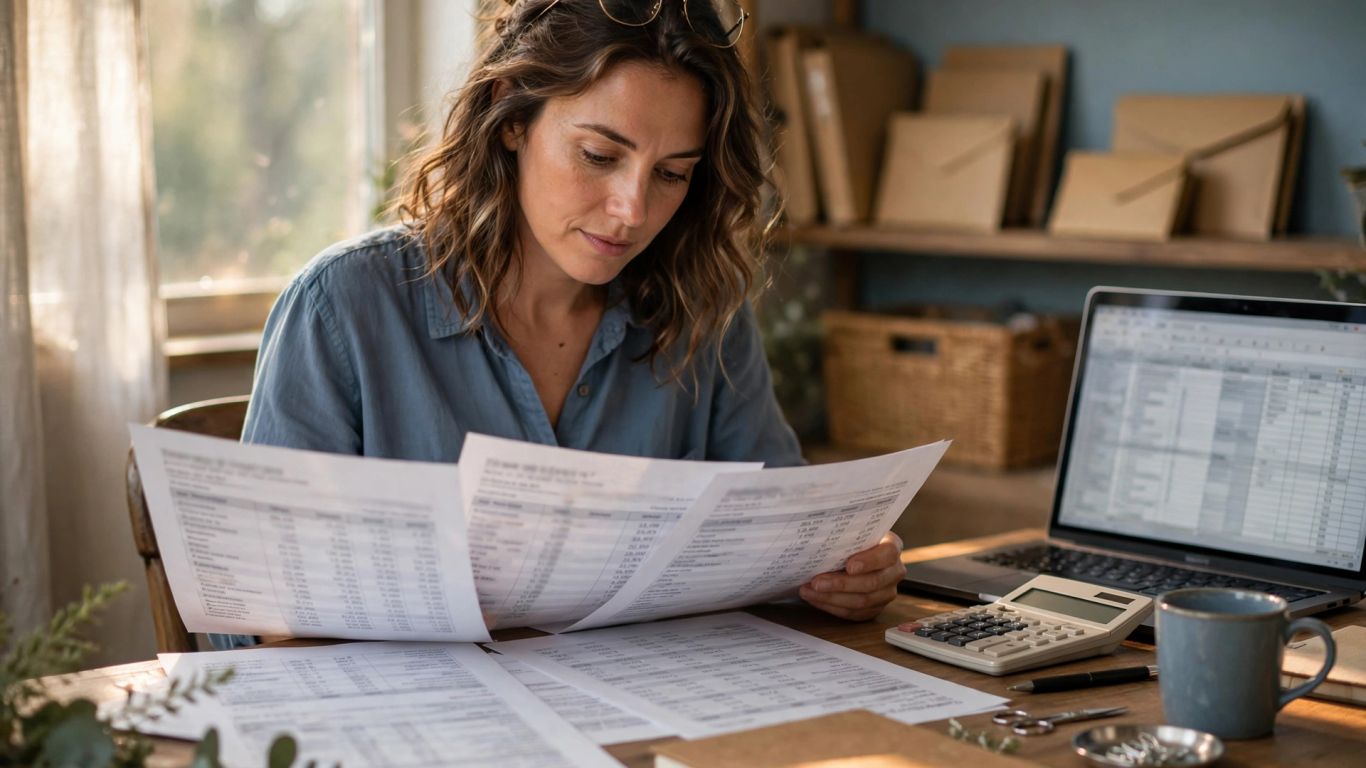 Seller reviewing product costs and advertising plans
