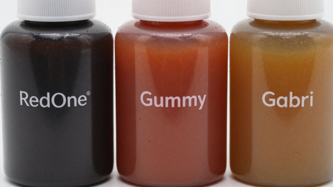 Three hair gel brands: RedOne, Gummy, and Gabri.