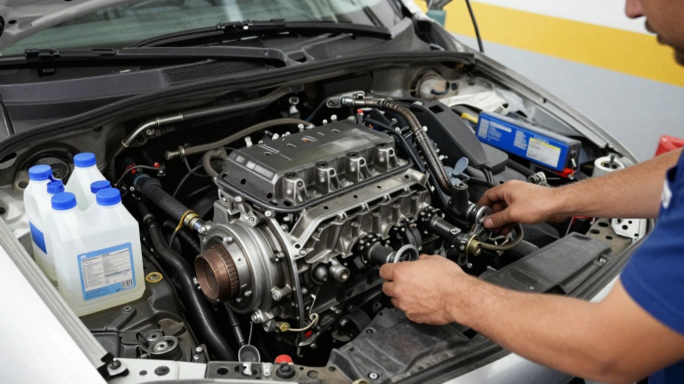 Replacement Lancer engine prepared for installation