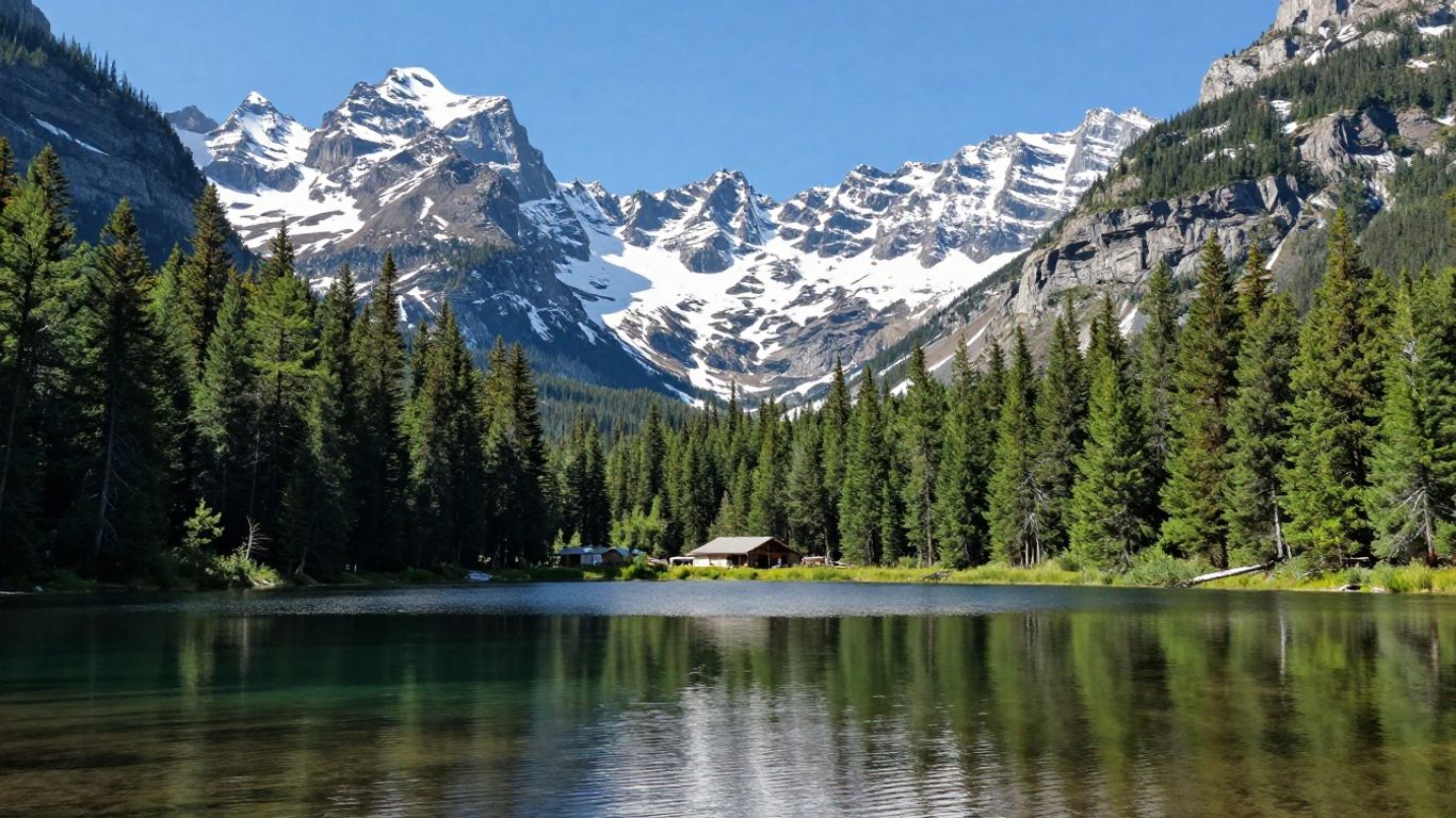 Waterfowl Lakes Campground with mountains and lake