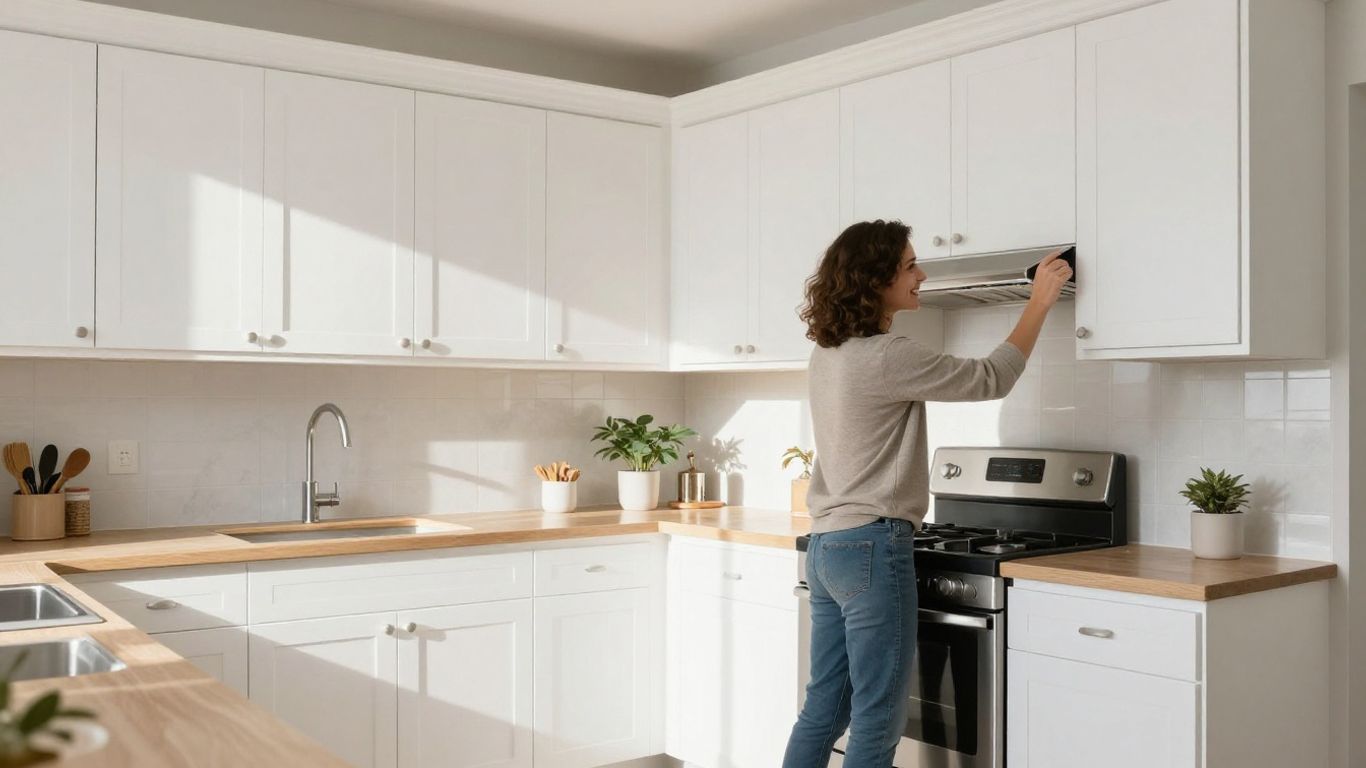 Newly installed kitchen cabinets in Dacula, Georgia.