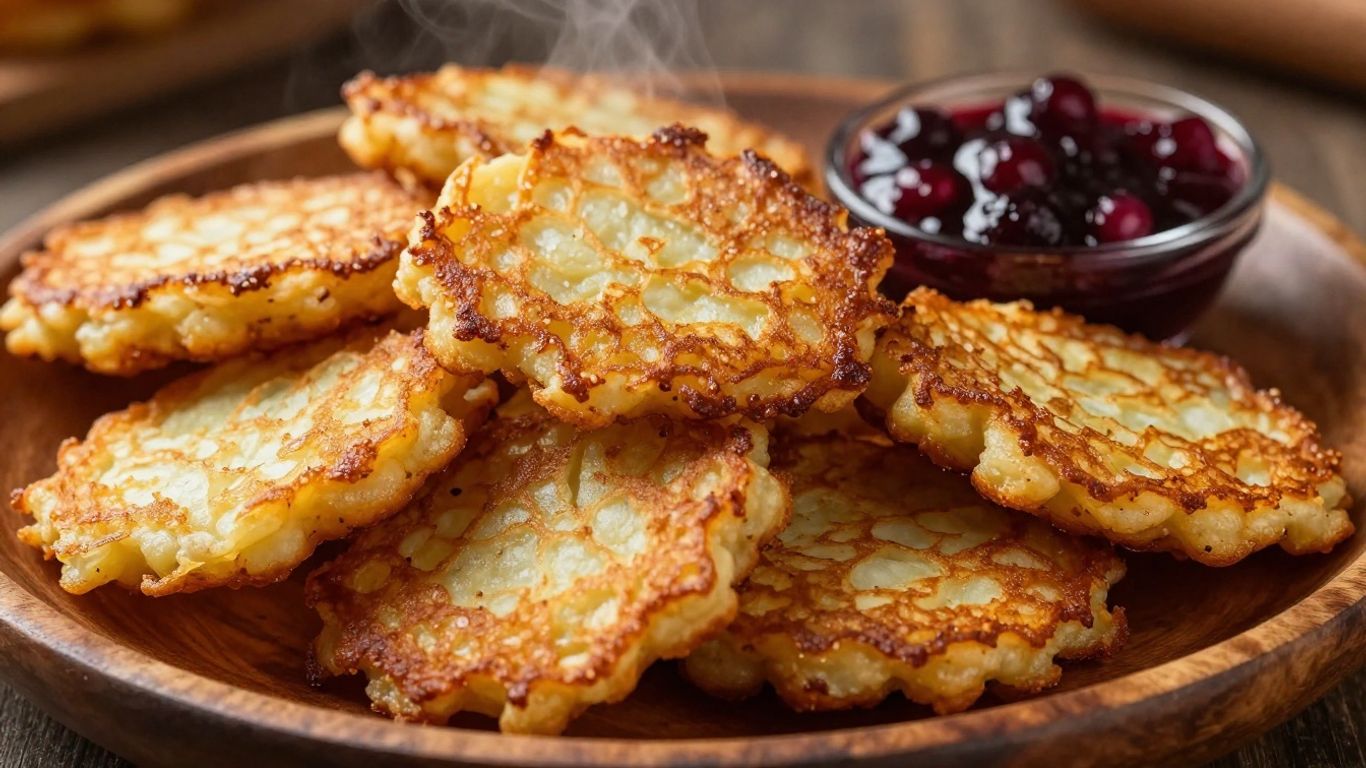 Crispy Swedish potato pancakes with lingonberry jam.