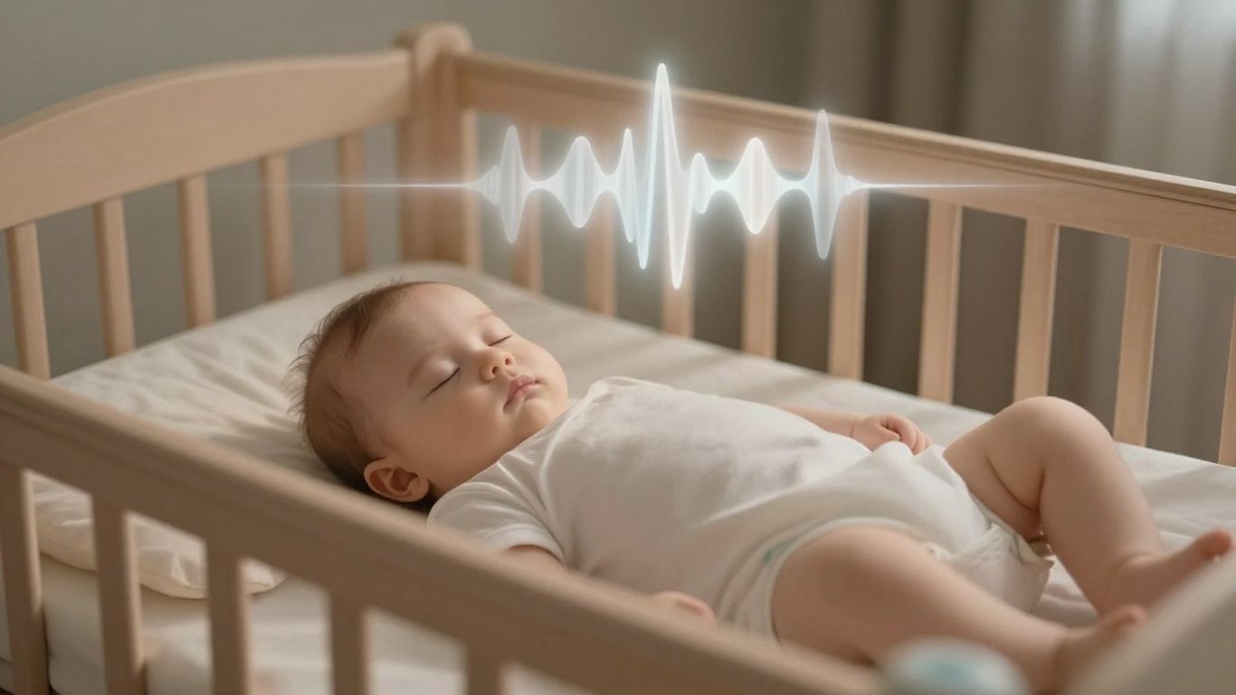 Bebé durmiendo plácidamente con sonido blanco.