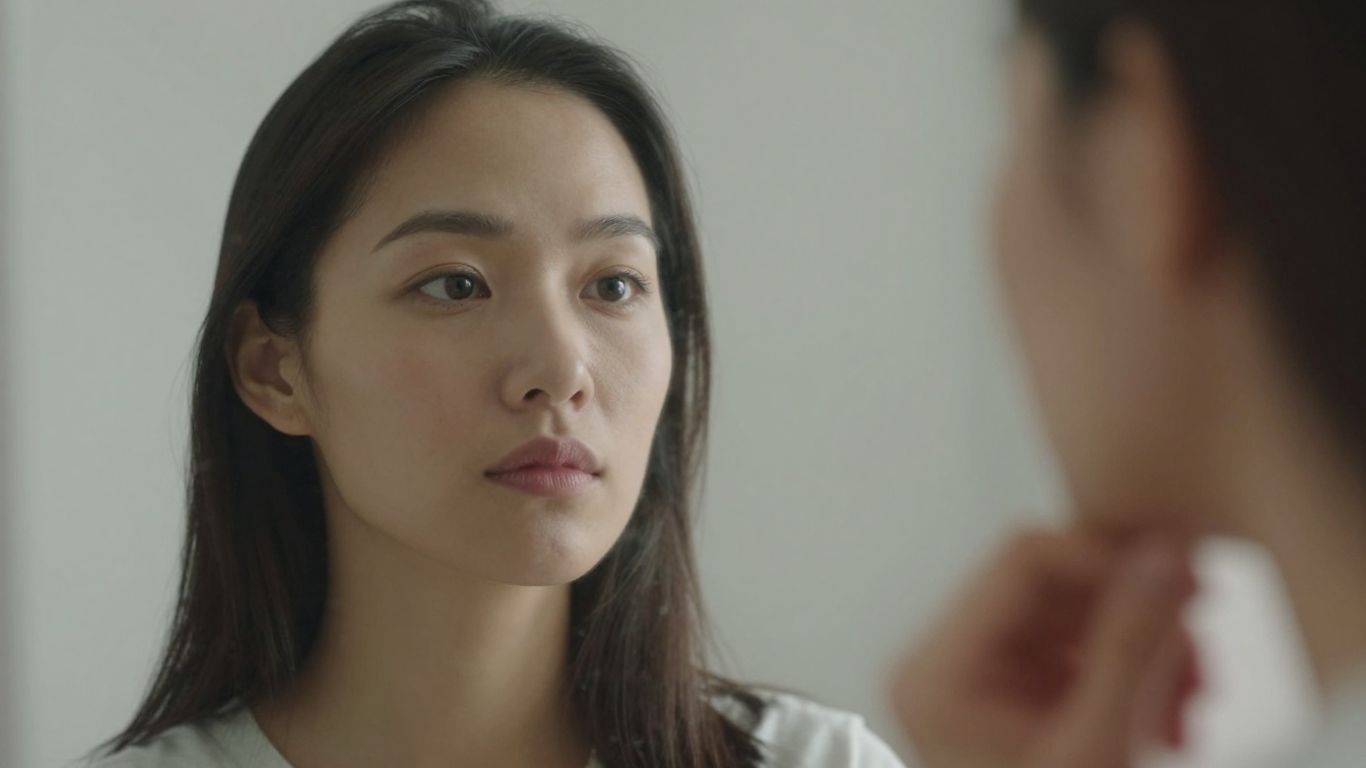 Person looking in mirror, self-awareness and emotional intelligence.