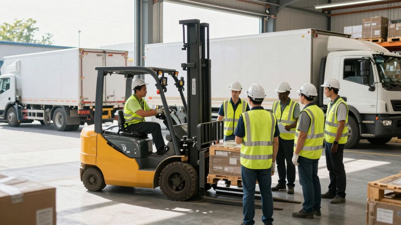 DFDS Logistics workers in a modern warehouse environment.