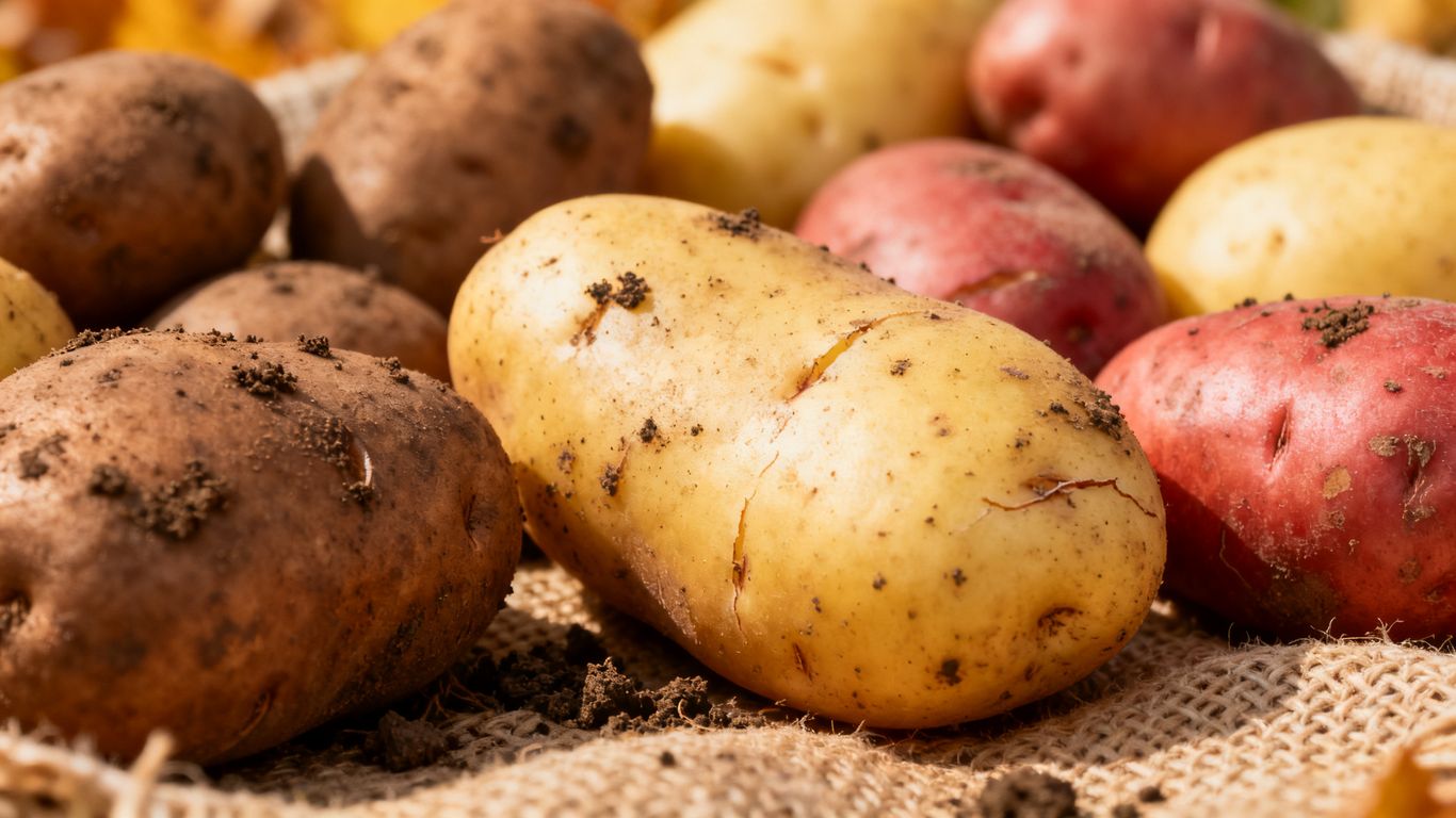 Manden vol verse aardappelrassen