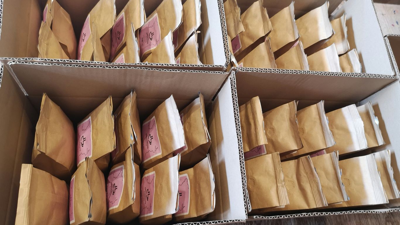 Packed commercial samples ready for export