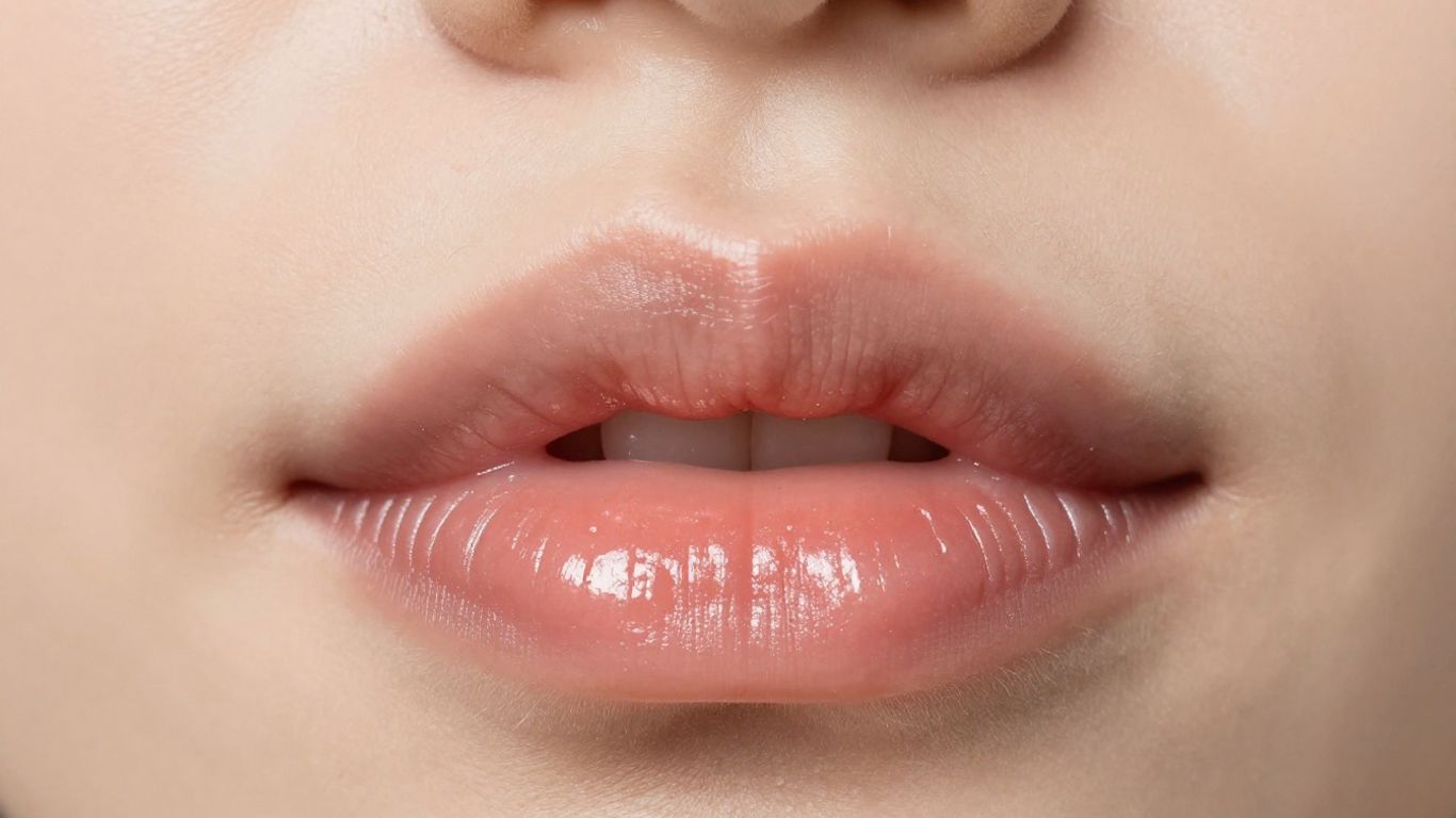 Fuller, glossy lips with a plumped effect.
