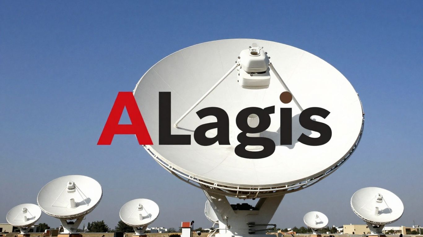 Al Jazeera English logo with satellite dishes