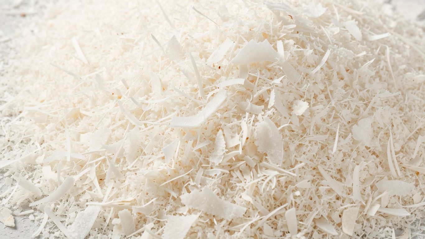 Shredded desiccated coconut flakes