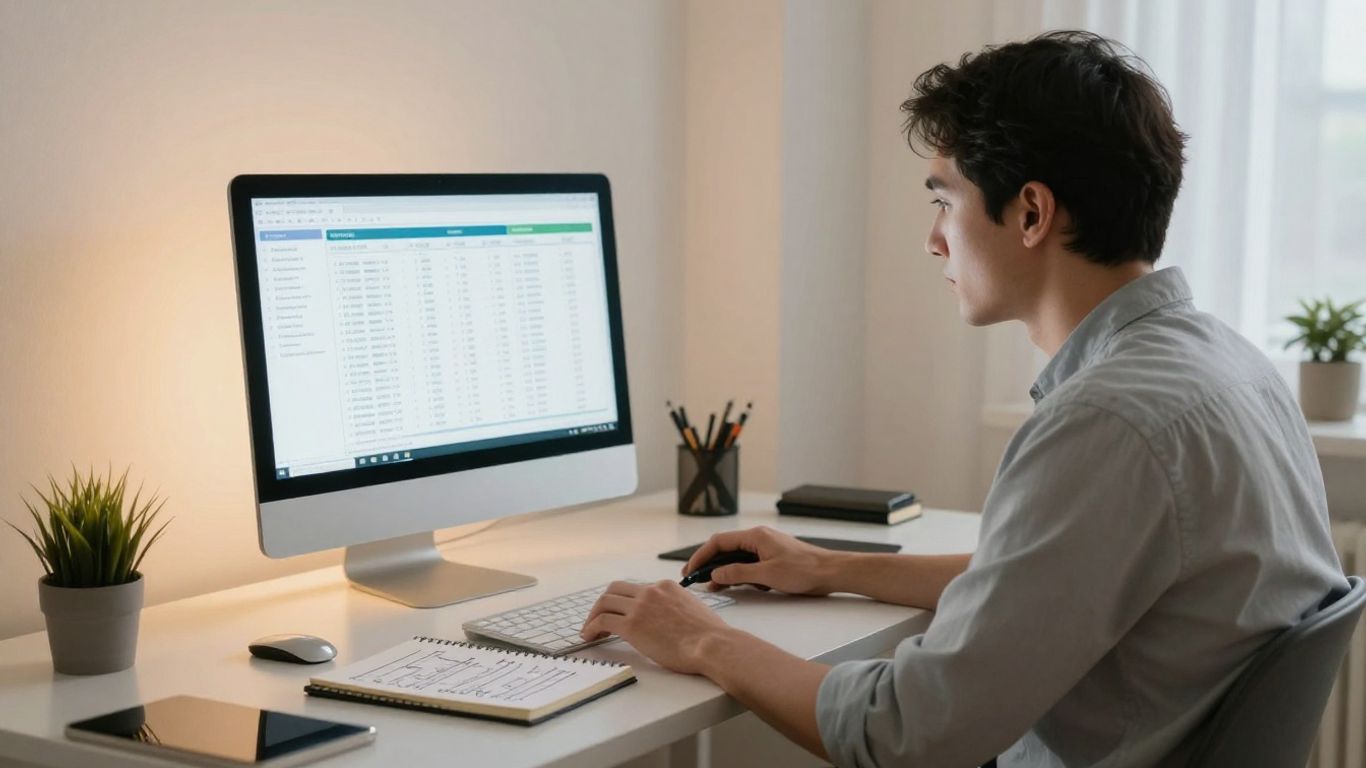 Trader working in a modern home office