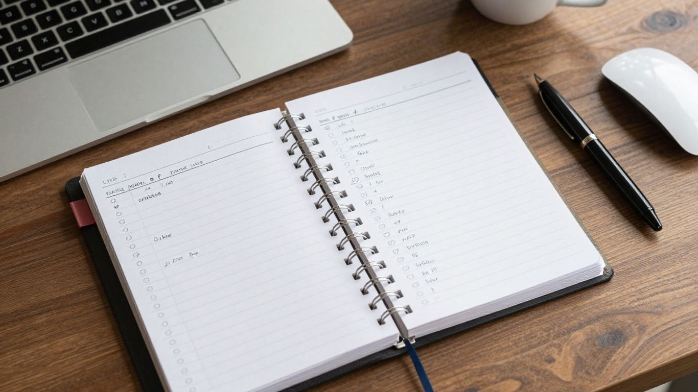 Persona organizando agenda de contactos profesionales
