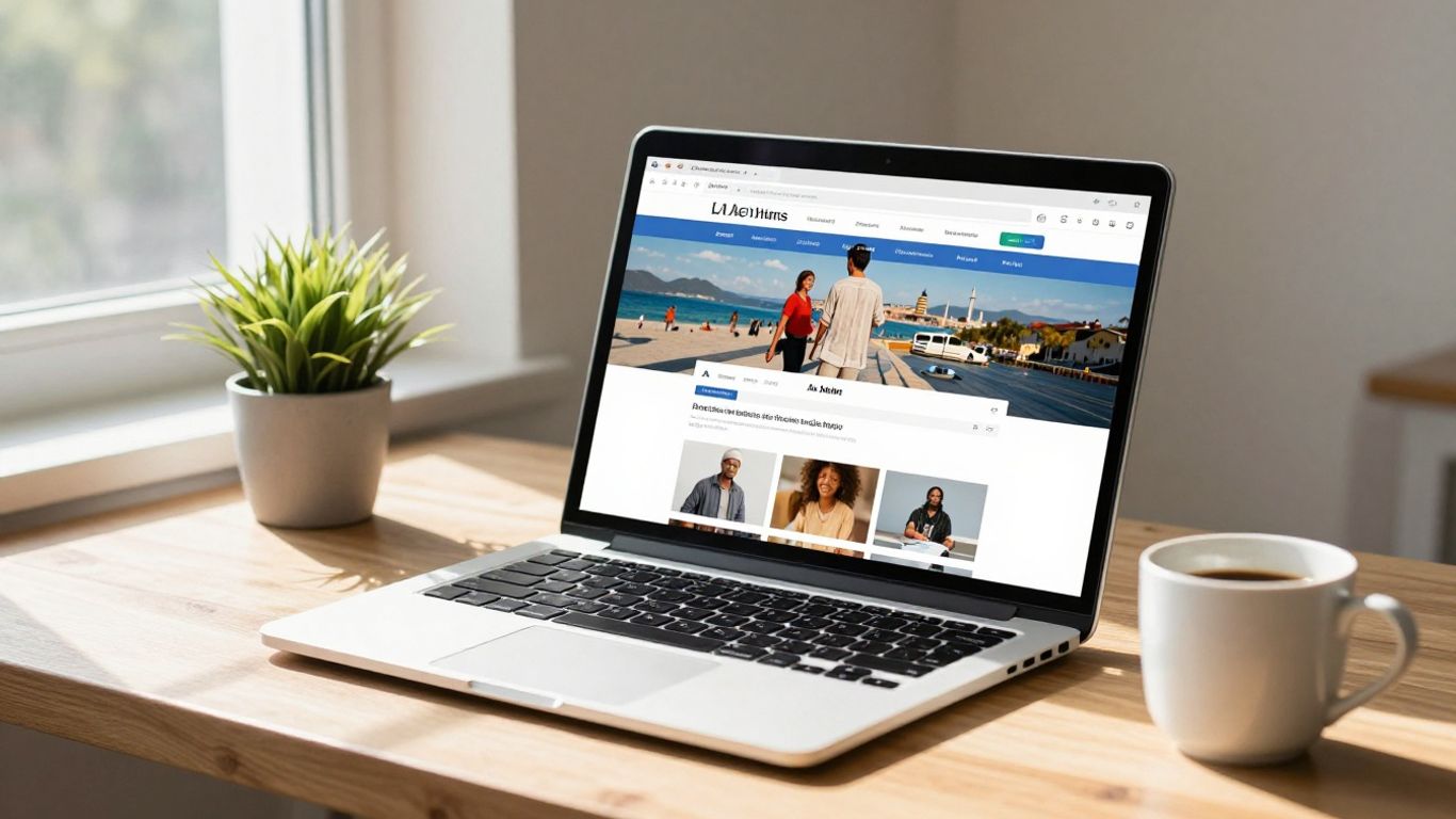 Online store setup on a laptop.